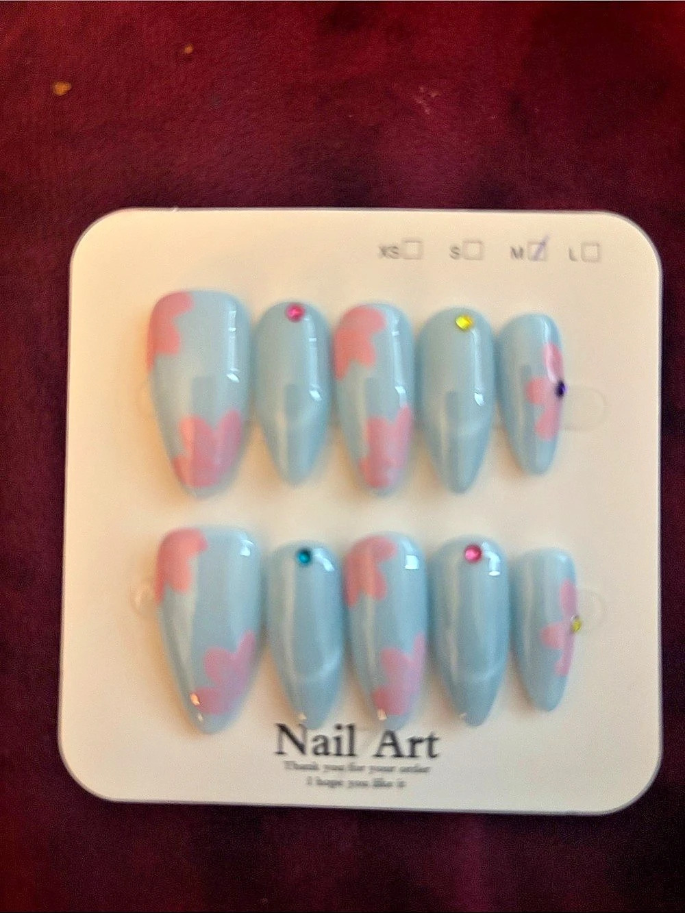 Blue & Pink Nail Art Press-On Nails